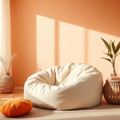 Modern bean bag in a living room